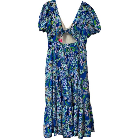 Lilly Pulitzer Grace Short Sleeve Midi Dress Blue Grotto Twilight Tropics 12 NWT - Picture 5 of 9
